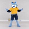 Custom Light Blue Yellow and Navy Blue Wolf in Sportswear Mascot Costume Adult Full Body Suit for Sports Events Custom Light Blue Yellow and Navy Blue Wolf in Sportswear Mascot Costume Adult Full Body Suit for Sports Events