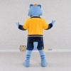 Custom Light Blue Yellow and Navy Blue Wolf in Sportswear Mascot Costume Adult Full Body Suit for Sports Events Custom Light Blue Yellow and Navy Blue Wolf in Sportswear Mascot Costume Adult Full Body Suit for Sports Events