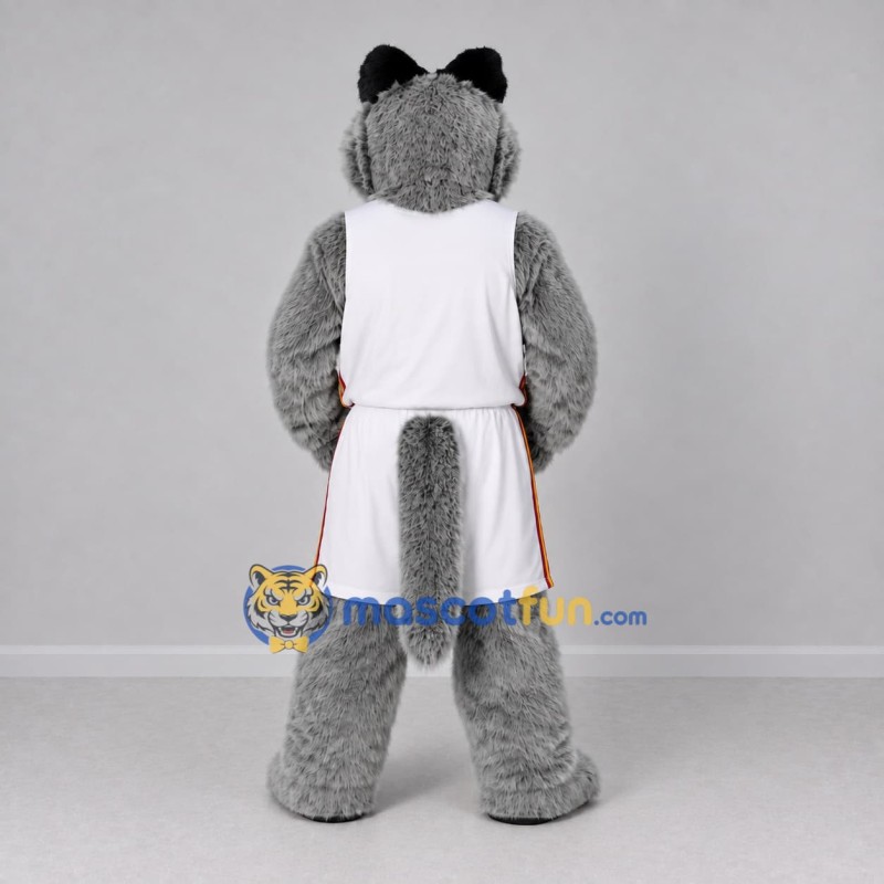 Custom Gray and White Wolf in Sportswear Mascot Costume Adult Full Body Suit for Sports Events Custom Gray and White Wolf in Sportswear Mascot Costume Adult Full Body Suit for Sports Events
