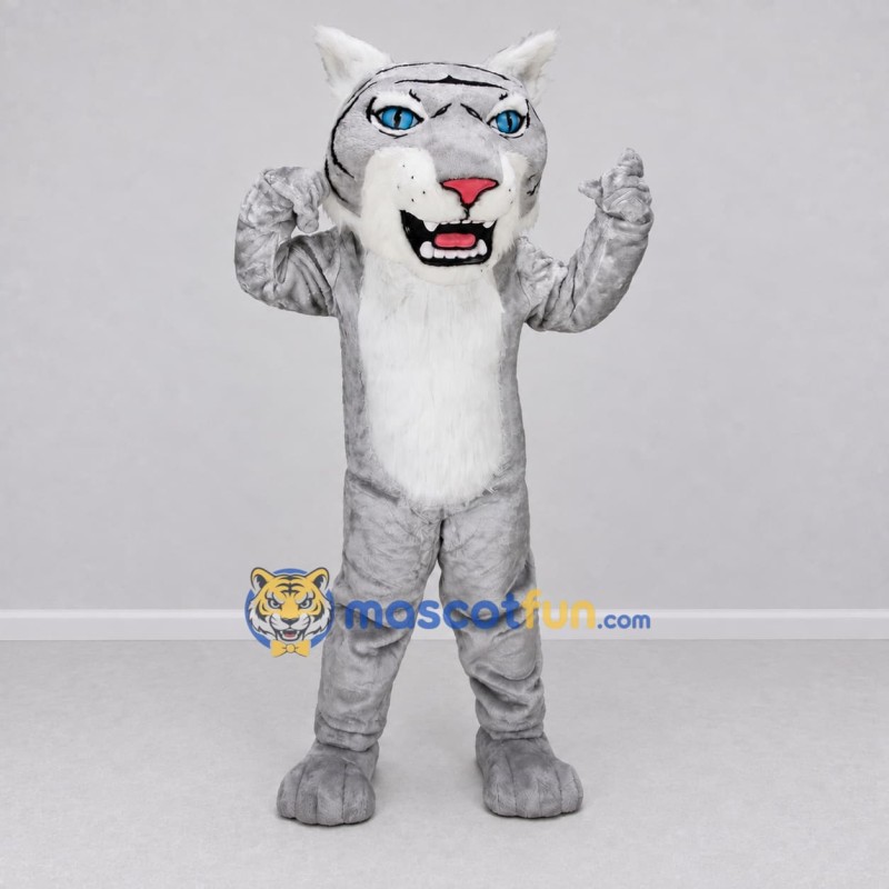 Custom Gray and White Tiger Mascot Costume Adult Full Body Suit for Wildlife Events