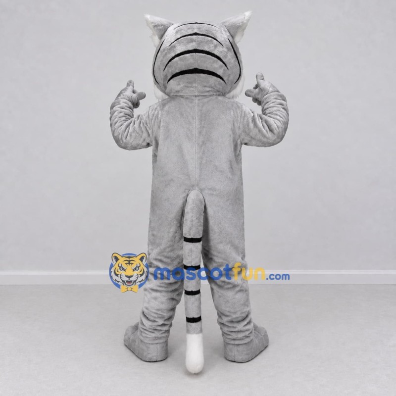 Custom Gray and White Tiger Mascot Costume Adult Full Body Suit for Wildlife Events