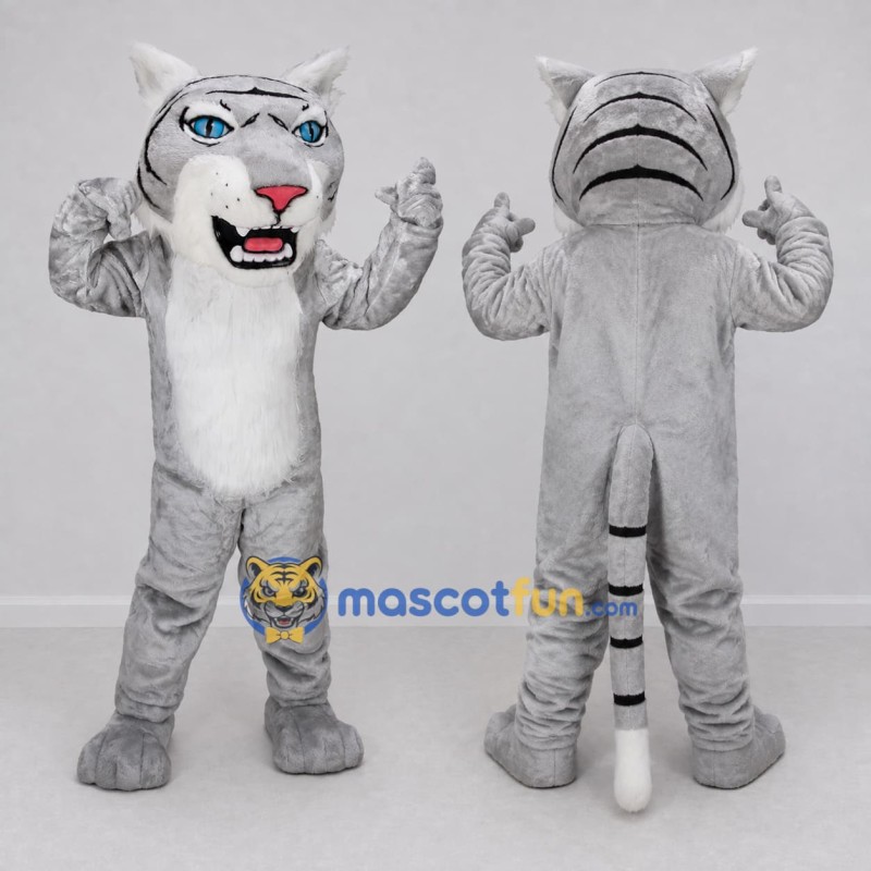 Custom Gray and White Tiger Mascot Costume Adult Full Body Suit for Wildlife Events