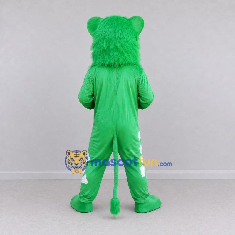 Custom Green and White Lion with Goggles Mascot Costume Adult Full Body Suit for School Events Custom Green and White Lion with Goggles Mascot Costume Adult Full Body Suit for School Events