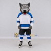 Custom Gray White and Blue Wolf in Hockey Jersey Mascot Costume Adult Full Body Suit for Sports Events Custom Gray White and Blue Wolf in Hockey Jersey Mascot Costume Adult Full Body Suit for Sports Events