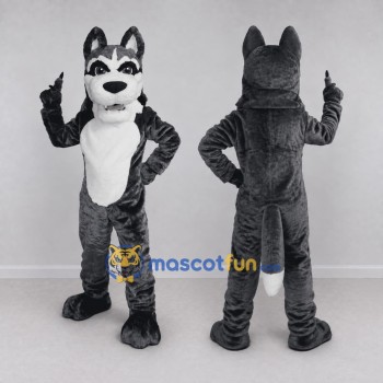 Custom Gray and White Husky Dog Mascot Costume Adult Full Body Suit for Pet Events