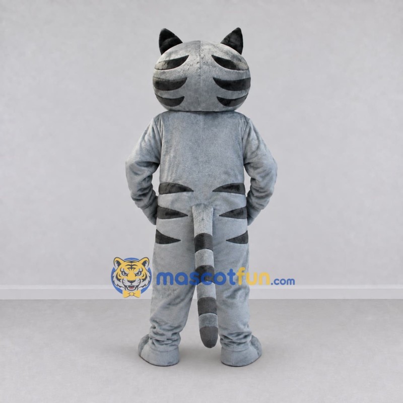 Custom Gray and White Tabby Cat Mascot Costume Adult Full Body Suit for Pet Events Custom Gray and White Tabby Cat Mascot Costume Adult Full Body Suit for Pet Events