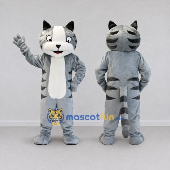 Custom Gray and White Tabby Cat Mascot Costume Adult Full Body Suit for Pet Events