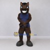 Custom Dark Brown and Navy Blue Muscular Horse in Shirt Mascot Costume Adult Full Body Suit for Sports Events Custom Dark Brown and Navy Blue Muscular Horse in Shirt Mascot Costume Adult Full Body Suit for Sports Events