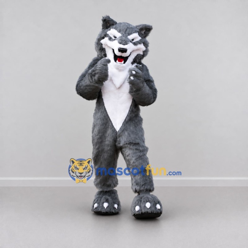 Custom Gray and White Wolf Mascot Costume Adult Full Body Suit for School Events Custom Gray and White Wolf Mascot Costume Adult Full Body Suit for School Events