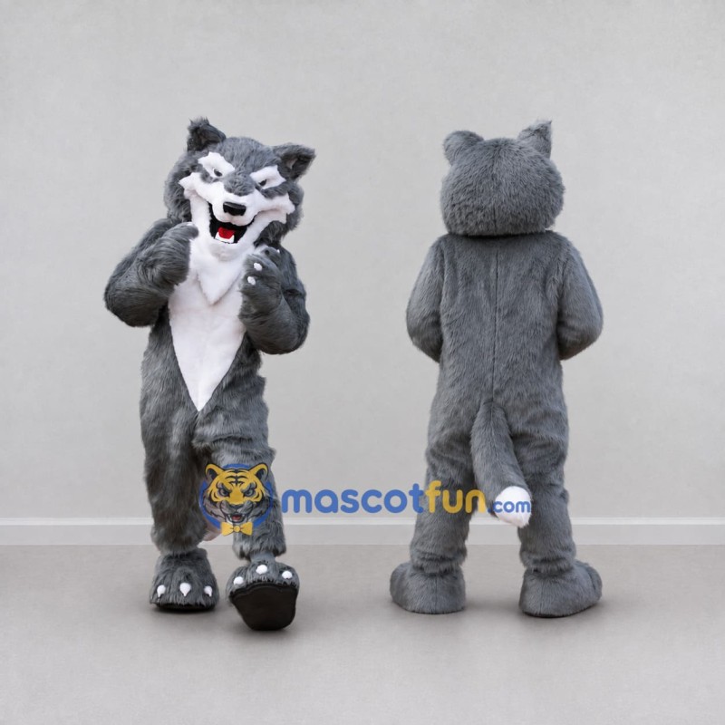 Custom Gray and White Wolf Mascot Costume Adult Full Body Suit for School Events Custom Gray and White Wolf Mascot Costume Adult Full Body Suit for School Events