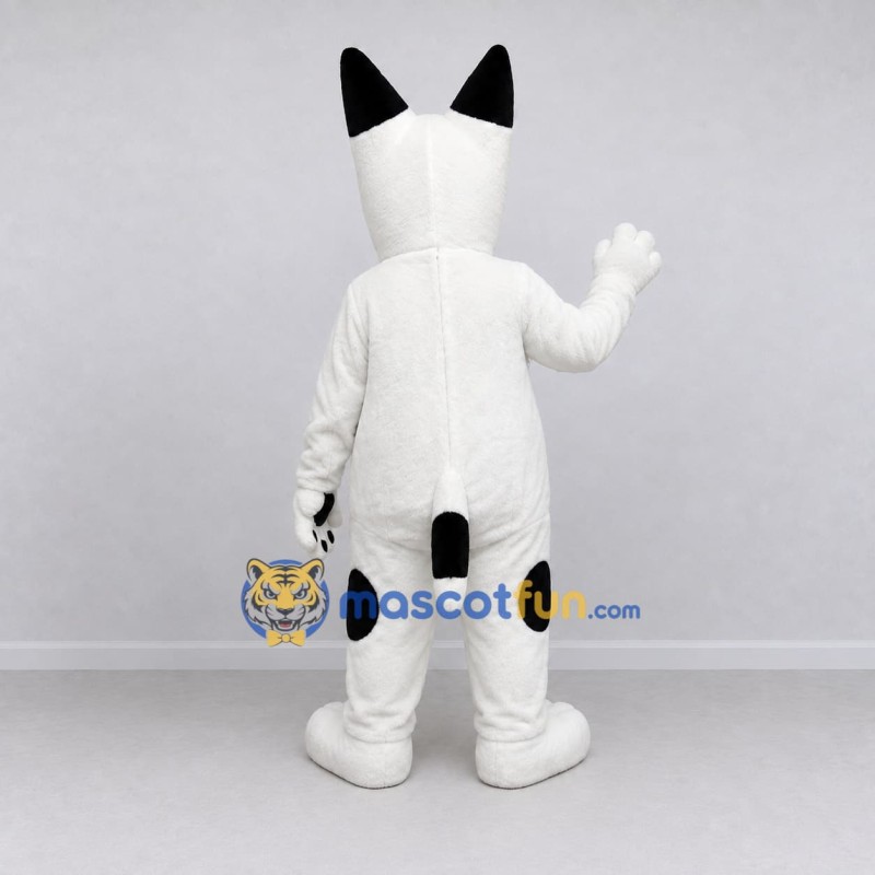 Custom White and Black Dog Mascot Costume Adult Full Body Suit for School Events Custom White and Black Dog Mascot Costume Adult Full Body Suit for School Events