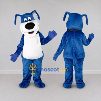 Custom Blue and White Dog Mascot Costume Adult Full Body Suit for School Events