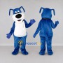 Custom Blue and White Dog Mascot Costume Adult Full Body Suit for School Events