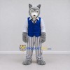 Custom Gray Blue and White Wolf in Vest Mascot Costume Adult Full Body Suit for Themed Parties Custom Gray Blue and White Wolf in Vest Mascot Costume Adult Full Body Suit for Themed Parties