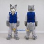 Custom Gray Blue and White Wolf in Vest Mascot Costume Adult Full Body Suit for Themed Parties