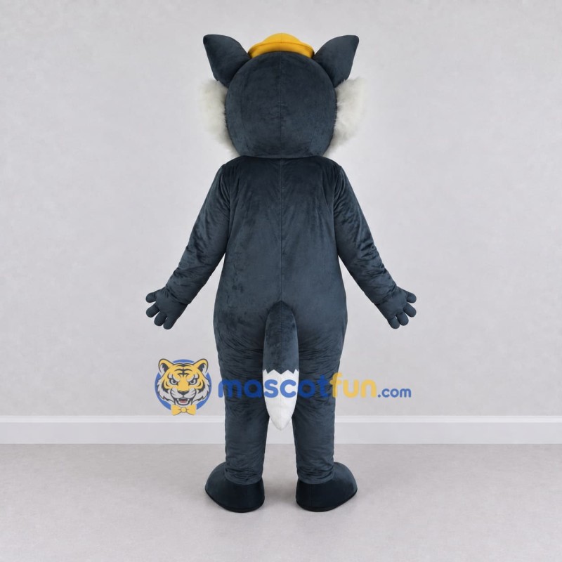 Custom Gray and White Wolf in Cap Mascot Costume Adult Full Body Suit for School Events Custom Gray and White Wolf in Cap Mascot Costume Adult Full Body Suit for School Events