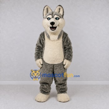 Custom Gray and White Husky Dog Mascot Costume Adult Full Body Suit for Pet Events