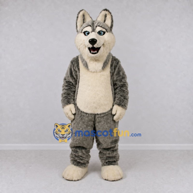 Custom Gray and White Husky Dog Mascot Costume Adult Full Body Suit for Pet Events