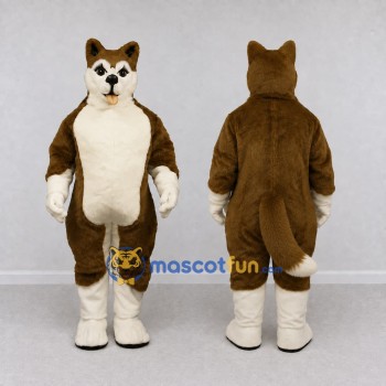 Custom Brown and White Husky Dog Mascot Costume Adult Full Body Suit for Pet Events