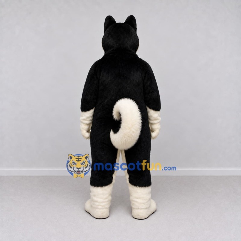 Custom Black and White Husky Dog Mascot Costume Adult Full Body Suit for Pet Events Custom Black and White Husky Dog Mascot Costume Adult Full Body Suit for Pet Events