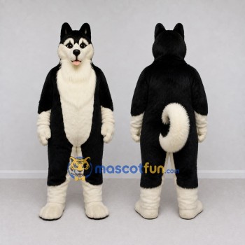 Custom Black and White Husky Dog Mascot Costume Adult Full Body Suit for Pet Events