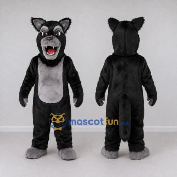 Custom Black and Gray Wolf Mascot Costume Adult Full Body Suit for Wildlife Events