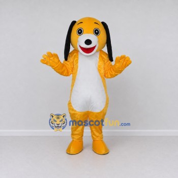 Custom Yellow Black and White Long Eared Dog Mascot Costume Adult Full Body Suit for School Events Custom Yellow Black and White Long Eared Dog Mascot Costume Adult Full Body Suit for School Events