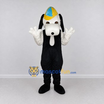 Custom Black White and Yellow Dog in Cap Mascot Costume Adult Full Body Suit for School Events Custom Black White and Yellow Dog in Cap Mascot Costume Adult Full Body Suit for School Events