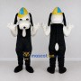 Custom Black White and Yellow Dog in Cap Mascot Costume Adult Full Body Suit for School Events