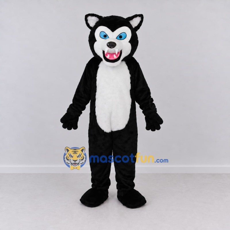 Custom Black and White Wolf Mascot Costume Adult Full Body Suit for Halloween Events Custom Black and White Wolf Mascot Costume Adult Full Body Suit for Halloween Events