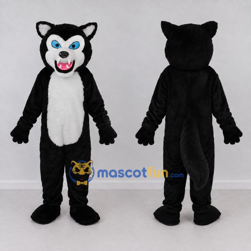 Custom Black and White Wolf Mascot Costume Adult Full Body Suit for Halloween Events Custom Black and White Wolf Mascot Costume Adult Full Body Suit for Halloween Events