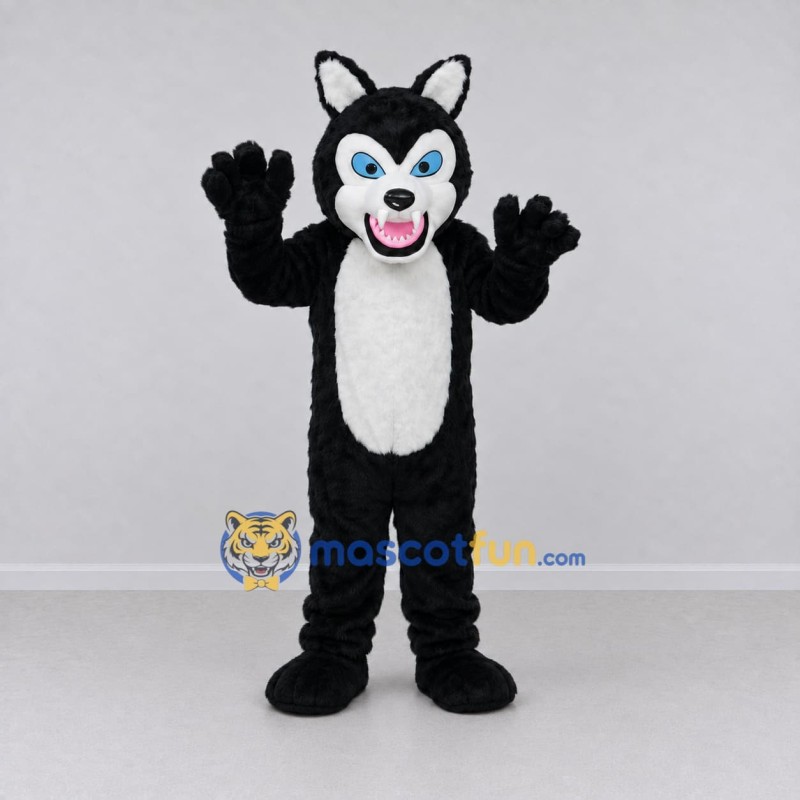 Custom Black and White Wolf Mascot Costume Adult Full Body Suit for Halloween Events Custom Black and White Wolf Mascot Costume Adult Full Body Suit for Halloween Events
