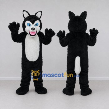 Custom Black and White Wolf Mascot Costume Adult Full Body Suit for Halloween Events
