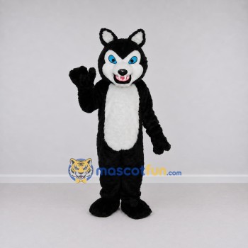 Custom Black and White Wolf Mascot Costume Adult Full Body Suit for Halloween Events Custom Black and White Wolf Mascot Costume Adult Full Body Suit for Halloween Events