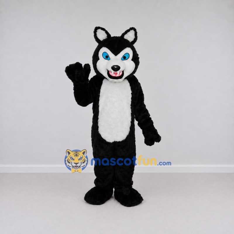 Custom Black and White Wolf Mascot Costume Adult Full Body Suit for Halloween Events Custom Black and White Wolf Mascot Costume Adult Full Body Suit for Halloween Events