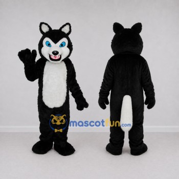 Custom Black and White Wolf Mascot Costume Adult Full Body Suit for Halloween Events