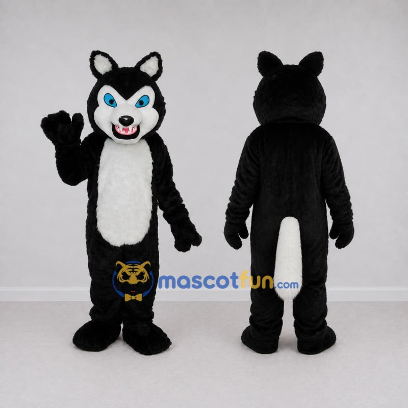 Custom Black and White Wolf Mascot Costume Adult Full Body Suit for Halloween Events Custom Black and White Wolf Mascot Costume Adult Full Body Suit for Halloween Events