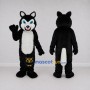 Custom Black and White Wolf Mascot Costume Adult Full Body Suit for Halloween Events