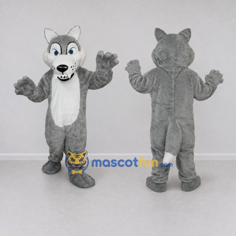 Custom Gray and White Wolf Mascot Costume Adult Full Body Suit for Wildlife Events Custom Gray and White Wolf Mascot Costume Adult Full Body Suit for Wildlife Events