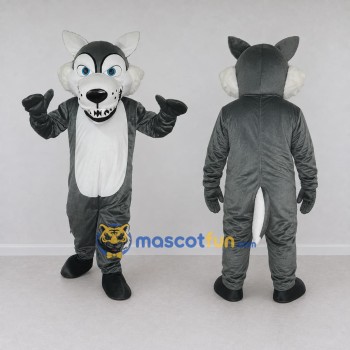 Custom Gray and White Wolf Mascot Costume Adult Full Body Suit for Wildlife Events