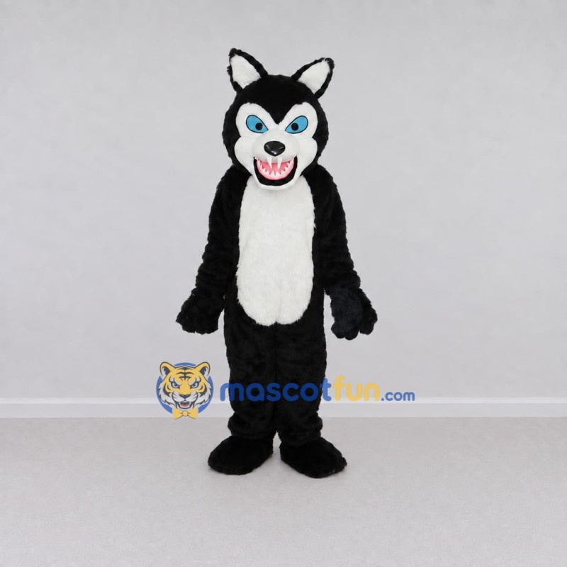 Custom Black and White Wolf Mascot Costume Adult Full Body Suit for Halloween Events Custom Black and White Wolf Mascot Costume Adult Full Body Suit for Halloween Events