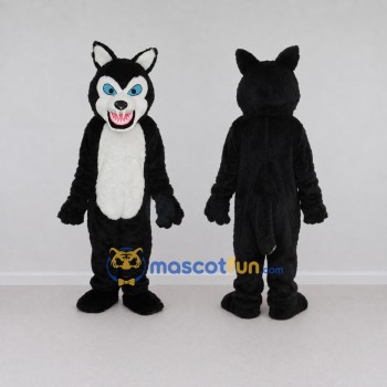 Custom Black and White Wolf Mascot Costume Adult Full Body Suit for Halloween Events