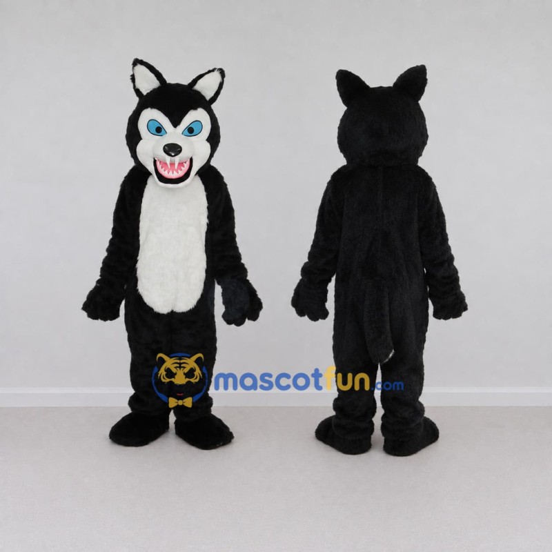 Custom Black and White Wolf Mascot Costume Adult Full Body Suit for Halloween Events Custom Black and White Wolf Mascot Costume Adult Full Body Suit for Halloween Events