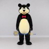 Custom Black and Cream Bear with Bow Tie Mascot Costume Adult Full Body Suit for School Events Custom Black and Cream Bear with Bow Tie Mascot Costume Adult Full Body Suit for School Events