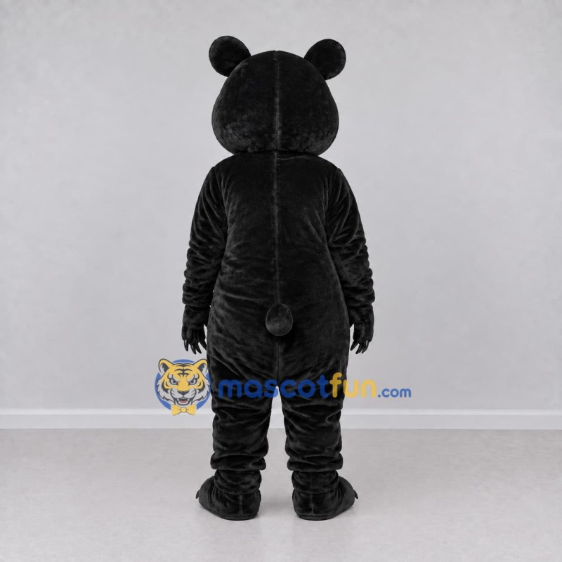 Custom Black and Cream Bear with Bow Tie Mascot Costume Adult Full Body Suit for School Events Custom Black and Cream Bear with Bow Tie Mascot Costume Adult Full Body Suit for School Events