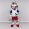 Custom Gray White and Red Wolf in Sportswear Mascot Costume Adult Full Body Suit for Sports Events Custom Gray White and Red Wolf in Sportswear Mascot Costume Adult Full Body Suit for Sports Events