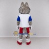 Custom Gray White and Red Wolf in Sportswear Mascot Costume Adult Full Body Suit for Sports Events Custom Gray White and Red Wolf in Sportswear Mascot Costume Adult Full Body Suit for Sports Events