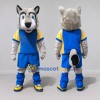 Custom Gray Blue and Yellow Wolf in Sportswear Mascot Costume Adult Full Body Suit for Sports Events Custom Gray Blue and Yellow Wolf in Sportswear Mascot Costume Adult Full Body Suit for Sports Events