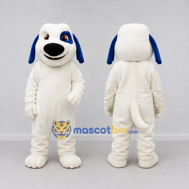 Custom White and Blue Dog Mascot Costume Adult Full Body Suit for School Events Custom White and Blue Dog Mascot Costume Adult Full Body Suit for School Events