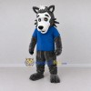Custom Gray and Blue Wolf in T Shirt Mascot Costume Adult Full Body Suit for School Events Custom Gray and Blue Wolf in T Shirt Mascot Costume Adult Full Body Suit for School Events